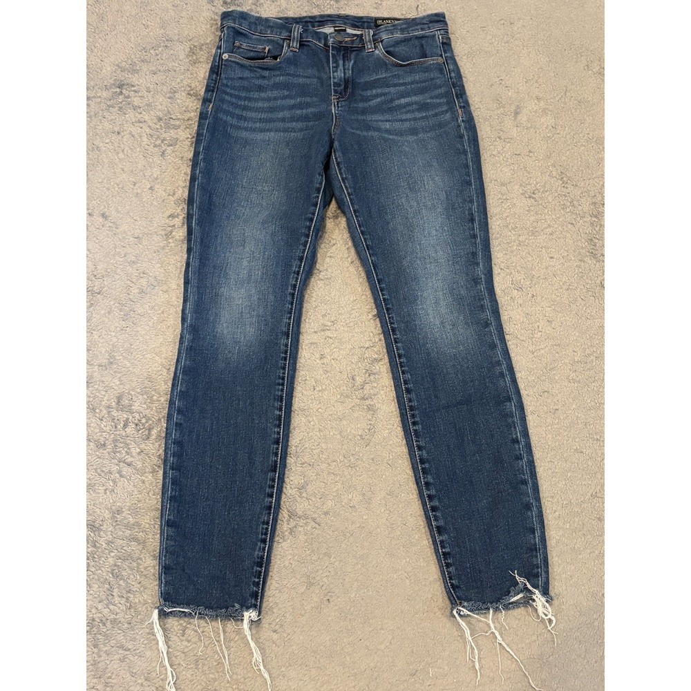 BlankNYC The Bond Mid Rise Skinny Jeans Womens 27 Dark Wash Blue Raw Hem Denim